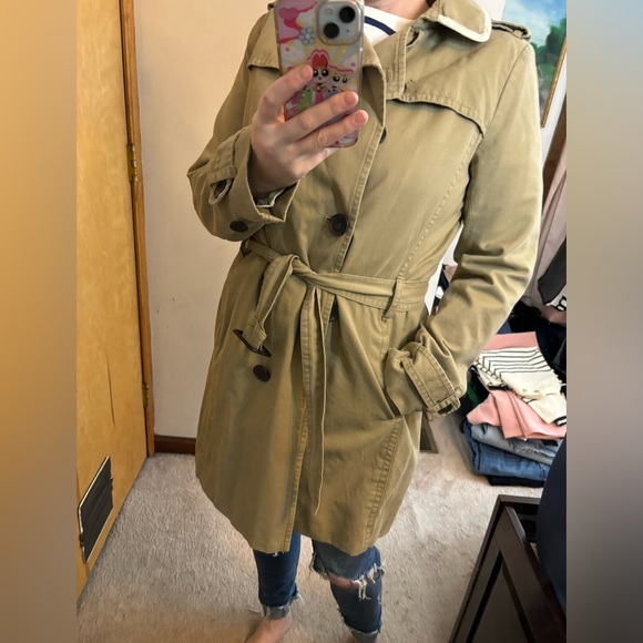 GAP Tan Khaki Double Breasted Essential Prep Trench Coat - Picture 5 of 13